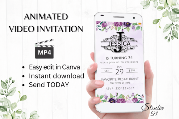Celebrate in Style: The Monogram Letter J Video Birthday Evite