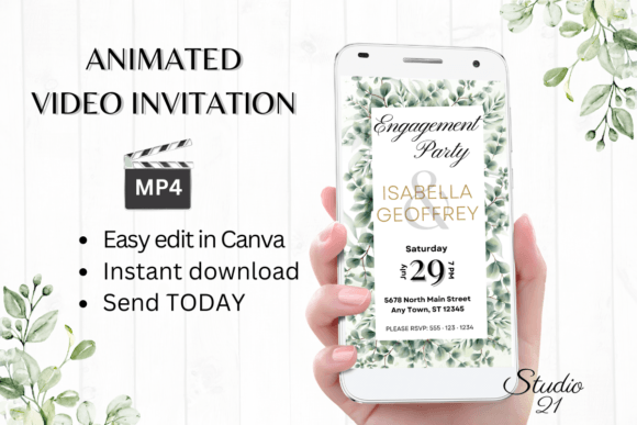 Classic Engagement Party Invite W1400: Effortless Digital Elegance
