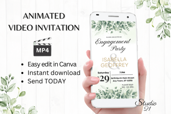 Classic Engagement Party Invite W1408: A Digital Template for Instant Celebration