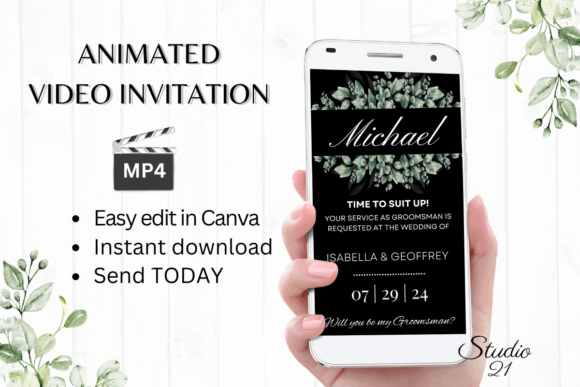 Classic Groomsman Proposal W3407GM: A Digital Animated Video Invitation Template for Seamless Design