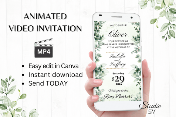 Classic Ring Bearer Proposal W3404RB: Digital Animated Video Invitation Template