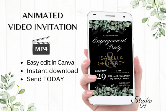 Effortless Elegance: The Classic Engagement Party Invite W1409