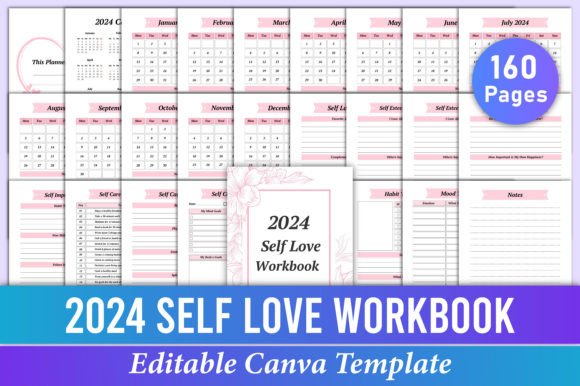 Master Self-Care in 2024 with a Fully Editable Canva Workbook