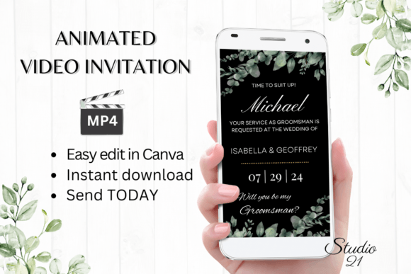 Modern Typography with Classic Groomsman Proposal W3403GM